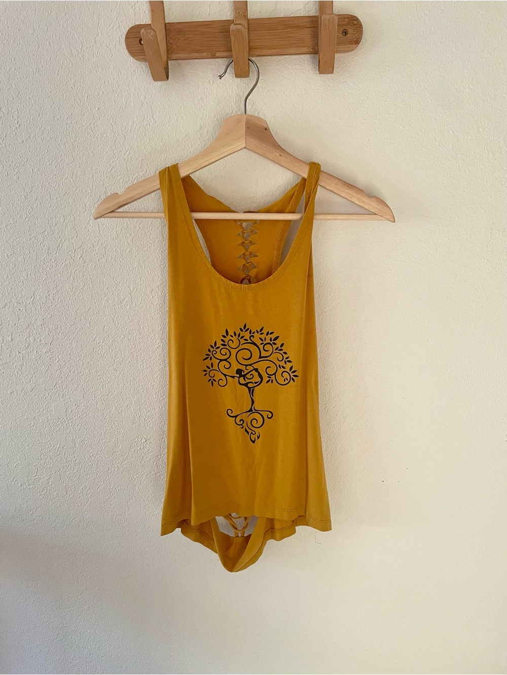 Unbranded Women’s Mustard Yellow Namaste Yoga Braided Back Halter Tank Top GUC